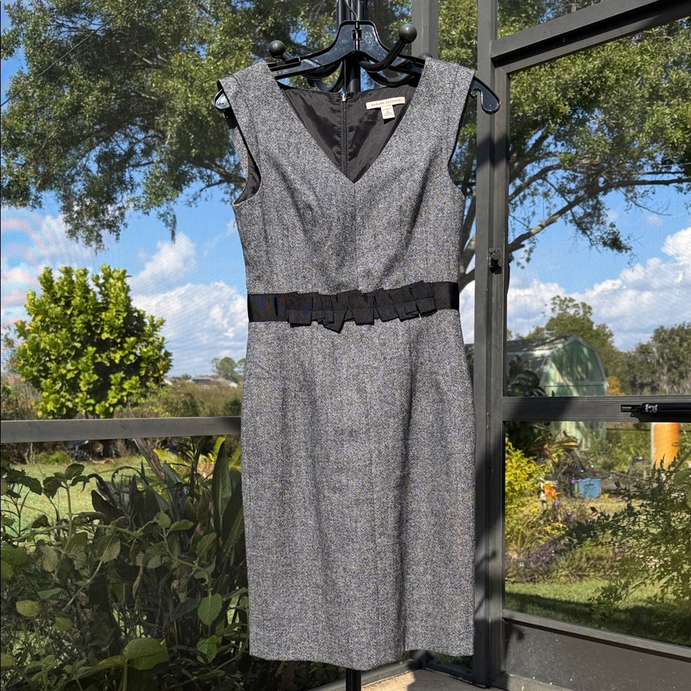 Banana Republic wool blend stretch Charcoal and Black Midi Dress